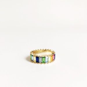 Rainbow Color Baguette Ring